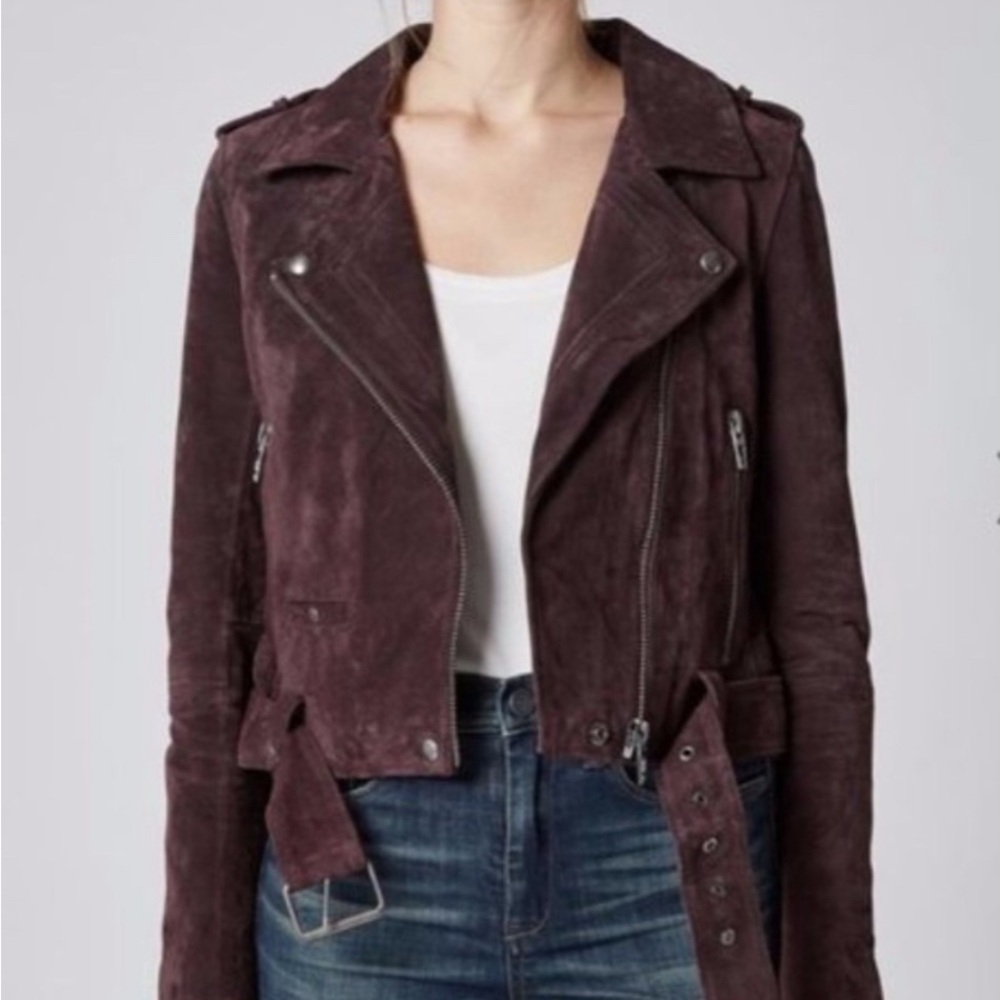 Blank NYC Suede Moto Jacket Asymmetrical Zipper Notched Lapels